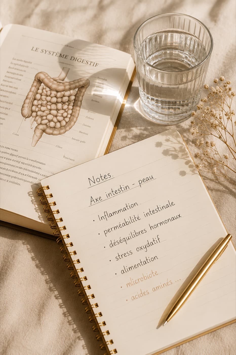Carnet et stylo posés sur une table claire, en lumière naturelle
